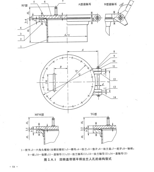 生产制造hg/t21516-2014回转盖板式平焊法兰人孔