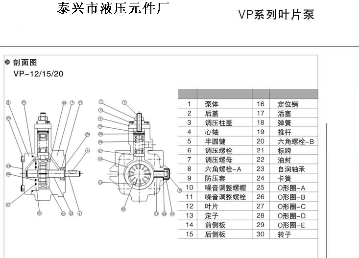 供应vp-12f-40f-a3变量叶片泵