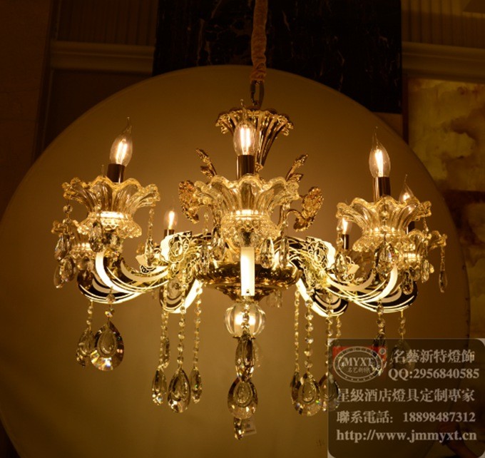 餐厅欧式水晶吊灯,会所简欧水晶灯,灯体发光水晶灯,家居新款水晶灯
