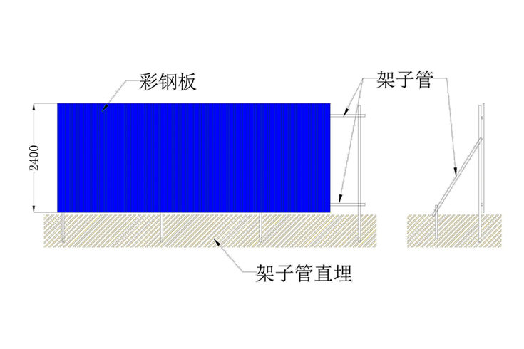 图纸板价格_架子两米四高标准管彩钢板围碟施工广告设计图片